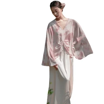 Dôstojný Zmysel pre Dizajn Ružová Víla Šaty tie-Dye Čaj Šaty na Jar a na Jeseň Šaty