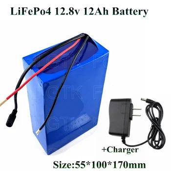 Lifepo4 12v 12Ah batérie 4s 12.8 v lifepo BMS 15A 10ah pre 100w 150w fotoaparát, Led flash light solárnej energie nástroje + 14.6 v 1A Nabíjačka