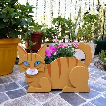 Kvetináče, Dekoratívne Mačka Tvar Rastlín Hrniec Rozkošný PVC Kitty Tvar Kvetu Držiteľ Vodotesný Stabilný Základ Zvierat Kvetináč