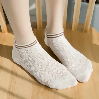 Ponožky dámske Loď Ponožky Nízky Rez Čistej Bavlny Lete Tenké Krátke Ponožky Japonský Oka Duté Priedušná Krátke Ponožky
