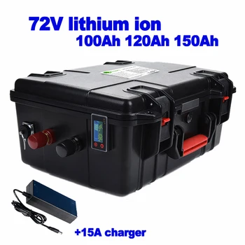Li-ion 72v 100Ah 120Ah 150Ah lítium-iónová batéria 100A smart BMS 7200w potravín truck vysokozdvižný Vozík Golf Cart trojkolka AGV + 10A nabíjačky