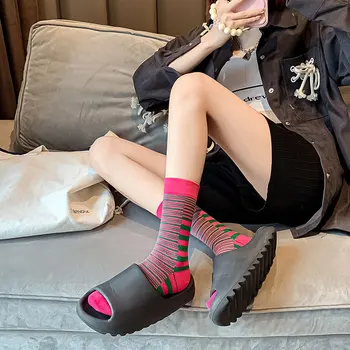 Vysoko Elastická Dlhé Bavlnené Ponožky Študentov Tepelnej Pančuchy Japonský Harajuku Streetwear Módy Prekladané Teplé Ponožky pre Ženy Dievča