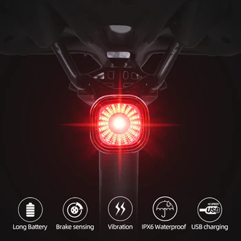 ZK30 Bicykel Zadné Svetlo Smart Auto Brzdy Snímanie zadné Svetlo Nabíjania Nepremokavé Cyklistické zadné svetlo na Bicykel Príslušenstvo Bicyklov Lampa