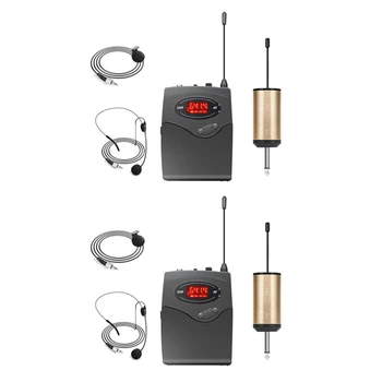 2X Bezdrôtový Mikrofón Systému,Bezdrôtový Mikrofón Set S Headset & Lavalier Klope Mikrofóny Beltpack Vysielač, Prijímač