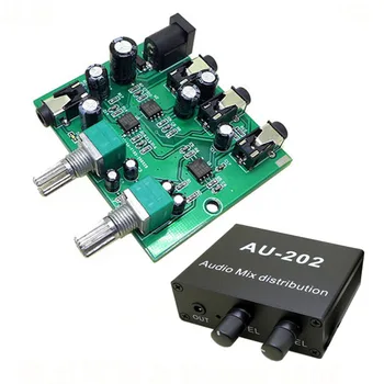 Audio Mix Distribúcia Stereo Audio Signálu zvukového Pultu Rada 2 Spôsob Vstupu Mix Miešanie Dvoch Spôsobom, Výstup DC 5V-18V