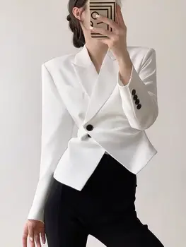 2023 ženy streetwear módy y2k sako Vysoko Módne dámske Sako kórejský Štýl Office Ostrihané Blejzre