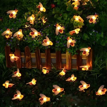 Solárne Záhradné Star Bee String Svetlá LED Nepremokavé Vonkajšie Schodisko Krok Slnečnému žiareniu Ice Cube Keramická Lampa Na Dvore Krajiny Dekorácie