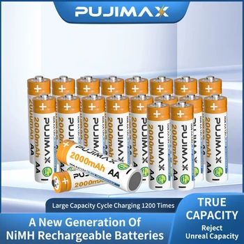 PUJIMAX 20PCS AA Batérie NIMH 1.2 V 2000mAh Dobíjacie Batérie Rekordér Baterka Herný ovládač Mocný, Vysoká Kapacita