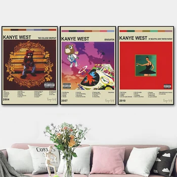 Spevák Kanye West Plagáty Krásne Ježiš Hudobný Album Rapper Hip Hop Plátno Na Maľovanie Nordic Obrázky Obývacia Izba Domova