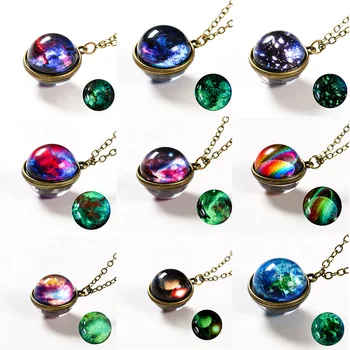 Nové Galaxie, Hmloviny Kozmické Svetelné Náhrdelník Muža, Ženy, Horúce Predaj Svetelnej obojstranný Vintage Náhrdelník Prívesok Módne Šperky
