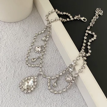 Slávny Návrhár Značky Crystal Vodné Kvapôčky Prívesok Strieborný Náhrdelník Ženy Kvalitné Darčeky Luxusné Šperky Trend