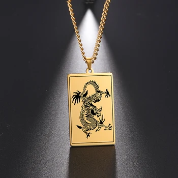 Dreamtimes Čínsky Drak Amulet z Nehrdzavejúcej Ocele Mužov, Náhrdelníky, Prívesky Reťazca pre Priateľ Šperky Tvorivosti Darček Veľkoobchod