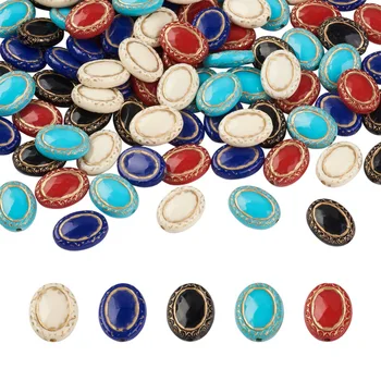 100ks Pokovovanie Retro Akrylové Korálky Oválne Guľôčky 17.5 mm Zmiešané Farby pre šperky, takže DIY náramok, náhrdelník náušnice remesiel dekor