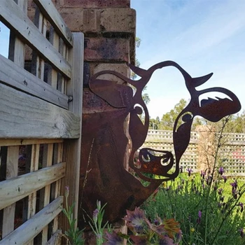 Farma Peeping Krava Ozdoba Záhrady Socha Metal Art Zvierat Siluetu Vkladov Peeker pre Metrov Trávnika Dekorácie
