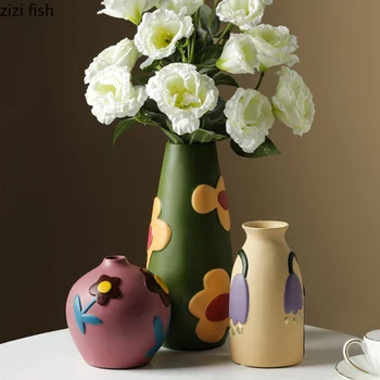 Keramické Kvetinové Vázy Kvet Usporiadanie Nádoby Kvetinové Koše Dekorácie, Ozdoby Ploche Vázy Kvet Fľaša Hydroponické Váza