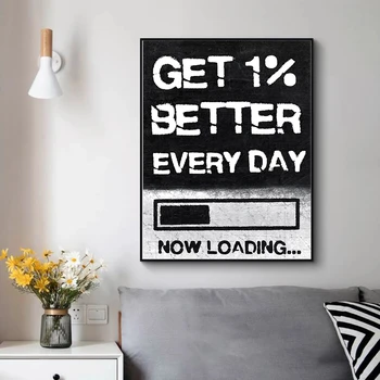 Motivačný Citát Plátno na Maľovanie Získať 1% Lepšie Každý Deň Podnikateľ Tlače plagát na Stenu Umenie minimalistické obrázky pre Home Decor