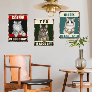 Stena nálepky Vintage mačka zvierat anglický zmes dekoratívne maľby Nástenné dekorácie, papierové samolepiace pegatinas de porovnanie