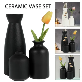3ks Keramické Vázy, Nastavený pre Pampas Trávy Dekoratívne Kvetinový Ornament Vázy Minimalistický Keramické Kvetinové Vázy Elegantný Dom Váza