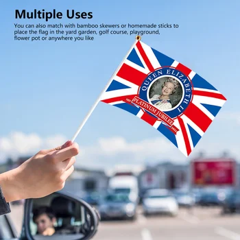 Vlajočkou 10 Ks Kráľovnej Alžbety 2022 Platinum Pracovné Prenosné Stick Union Jack Vlajky 70. Výročie Osláv Dekorácie