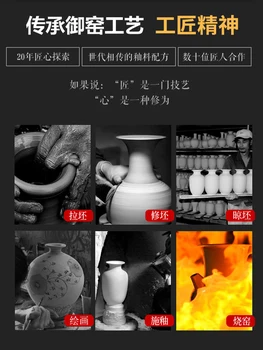 Zlatá Váza, Modré a Biele Porcelánové Interlock Pobočky Lotosový Kvet Usporiadanie Čínsky Obývacia Izba Dekorácie