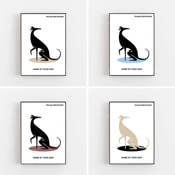 Lévrier italien personnalisé dojem personnalisé minimaliste affiche cadeau chien Whippet abstrait