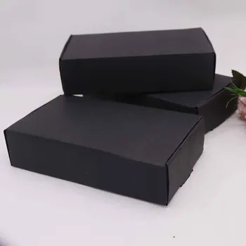 2019 1pcs vlnitého papiera box DIY18.5x11x4.5 cm čierna farba Na Svadobné Zdvorilosti Narodeninovej Party candy Cookies Vianočné darčekové krabice