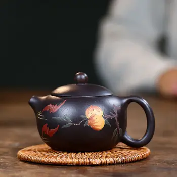 Zbierať Čínsky Yixing Zisha Keramiky Čierne Zlato Hliny 210ML Broskyňa Xishi Kanvica