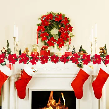 Vianočné Umelý Kvet String Svetlá Vianočný Strom Prívesok navidad Dovolenku Dekorácie Okna Strany svadobný Veniec dekor