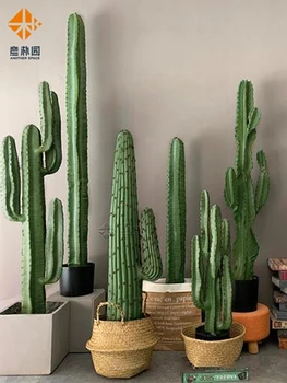 Vnútorné simulácia rastlín kaktus falošné zelená črepníkové hotel nákupné centrum poschodí dekorácie veľké bonsai kaktus