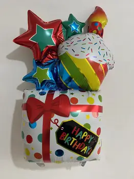 5 KS španielsky Happy Birthday Cake Darčeka Päť Bod Star Hliníková Fólia Balón Nastaviť Párty pre Deti Pozadí Dekorácie
