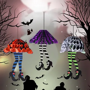 Halloween Party Čarodejnice Nohy Honeycomb Šaty Visí Ozdoby Domov Strašidelné Tému Strany Prúžok Nohy Decor Prívesky Pre Bar, Záhrada