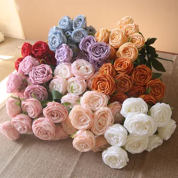 10 Hláv Rose Umelého Hodvábu Kvetinové Svadobné Svadobné Kytice Strany Svadobný Stôl Kvet Usporiadanie Domova Falošné Ruže Kvety