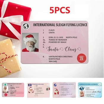 5 KS/Veľa Santa Claus Letu Licencia štedrý deň Vodičský Preukaz Vianočné Darčeky pre Deti detský Vianočný Strom Dekorácie