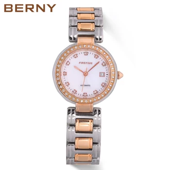 BERNY Žien Mechanické Hodinky Automatic Ženy Náramkové hodinky Sapphire Hodiny Gold Luxusné Značky Kalendár Vodotesné Hodinky Pre Ženy