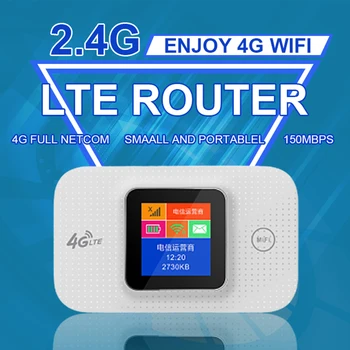 150Mbps Wireless Router 4G LTE Vrecku WiFi Router 2100mAh Modem s LCD Indikátor Mobile Hotspot pre Domáce Kancelárie Zariadenia