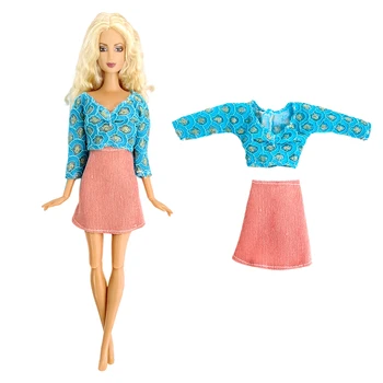 Nový 1 Ks Bábika Šaty Modrá Čipky Tričko Fashion Ružová Sukňa Moderné Oblečenie pre Bábiku Barbie Príslušenstvo 1/6 Doll Oblečenie, Hračky