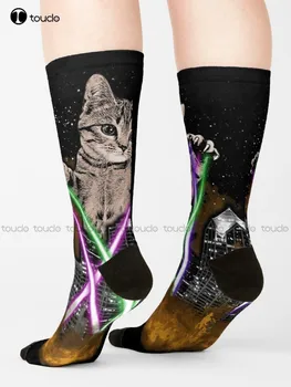 Laser Cat Ničí Mesto S Labky - Roztomilý Rozkošný Mačiatko Ponožky Ponožky Dizajn Radi Roztomilé Ponožky Tvorivé Zábavné Ponožky Nové Populárne