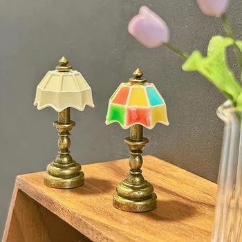 1:12 Rozsahu Domček Pre Bábiky Miniatúrne Stolové Lampy, Svetelné Vintage Spálňa Štúdia Stôl Dekor